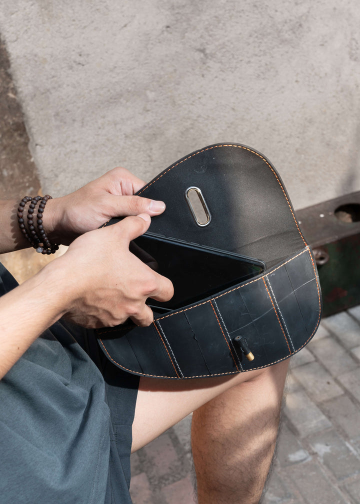 Eco-Friendly Bike Frame Bag 0.5L - Tyvek and Recycled Tire ROAD TO SKY