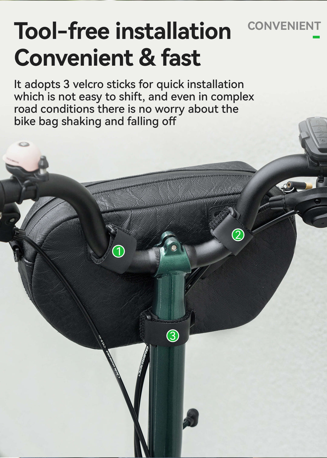 Eco-Friendly Bike Handlebar Bag 2.5L Tyvek Recycled Tire ROAD TO SKY