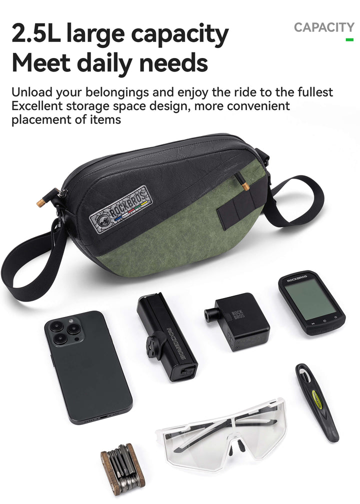 Eco-Friendly Bike Handlebar Bag 2.5L Tyvek Recycled Tire ROAD TO SKY
