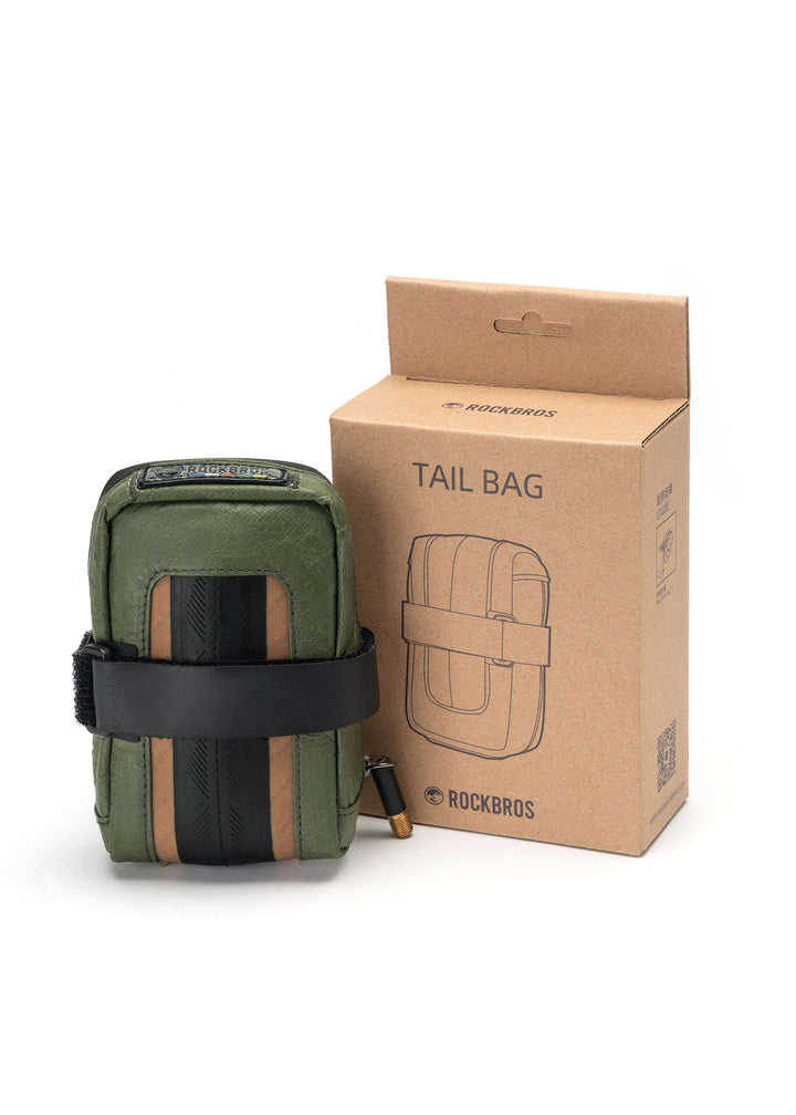 Eco Friendly Bike Saddle Bag 0.4L Tyvek  Recycled Tire - ROAD TO SKY
