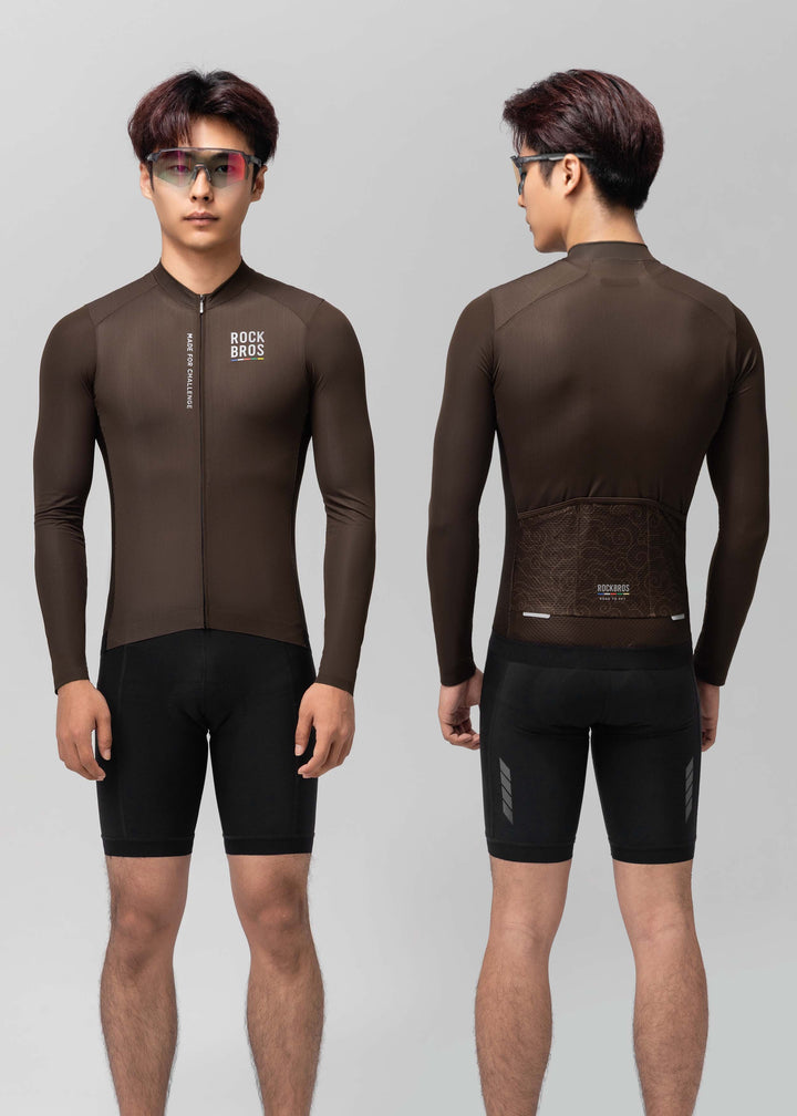 ROAD TO SKY Men's Cycling Long Sleeve Jersey Ⅱ Dark Brown