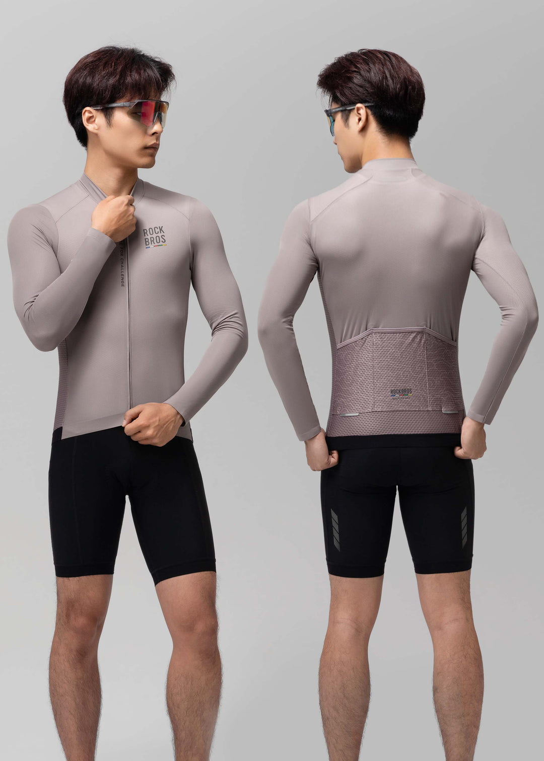 ROAD TO SKY Men's Cycling Long Sleeve Jersey Ⅱ Gray