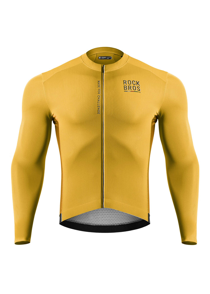 ROAD TO SKY Men's Cycling Long Sleeve Jersey Ⅱ Yellow-Brown