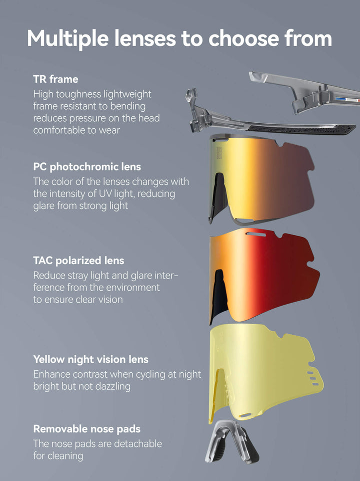 Road to Sky Cycling Glasses – Light-Adaptive, Interchangeable Lenses