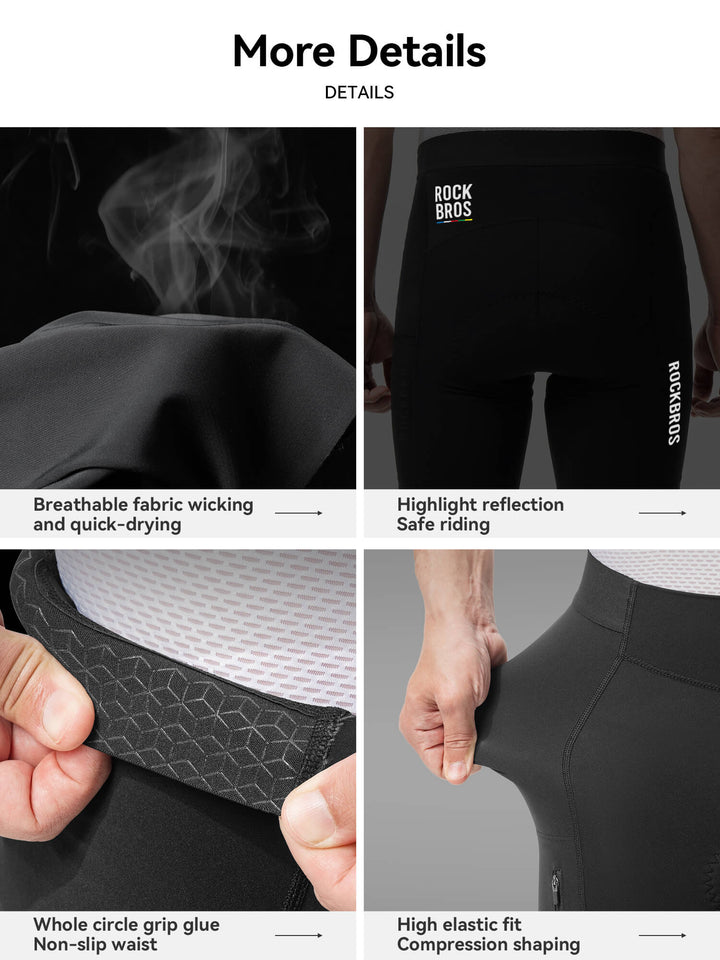 Road to Sky – Men’s Soft Shock Absorption Cycling Bib Tights